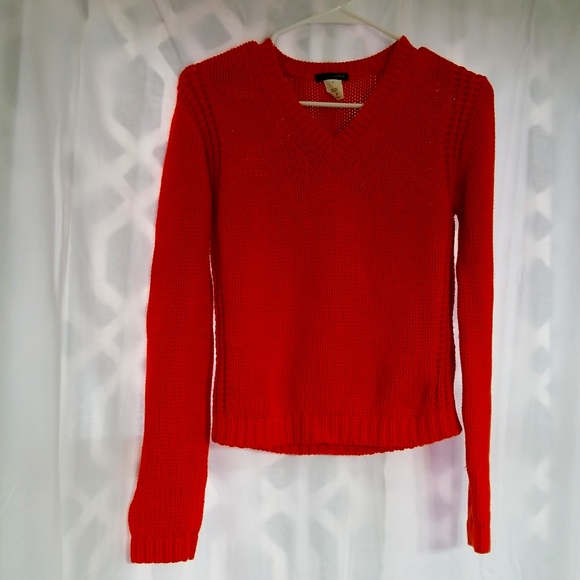 J. Crew Sweaters - J.Crew v-neck cotton sweater, cotton. Deep Orange, Small